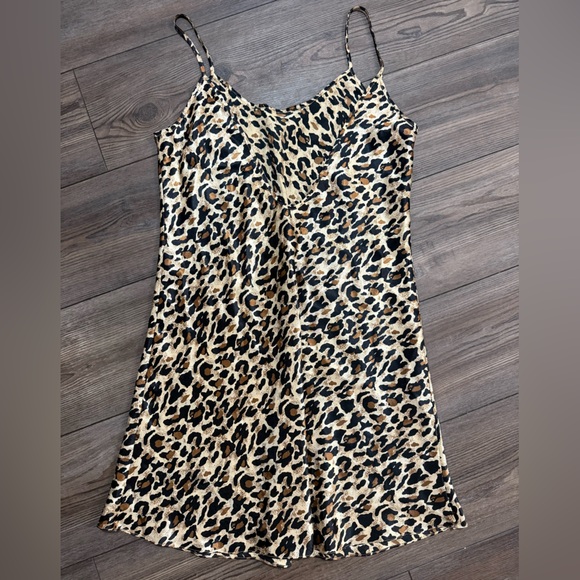 Vintage BP Nordstrom Leopard Satin Slip Dress Y2K 90s Small - Picture 3 of 3